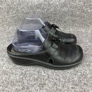 ✅Womens 8M Softwalk Black Leather Mules Casual Slip-On Comfort Shoes Clogs Bow